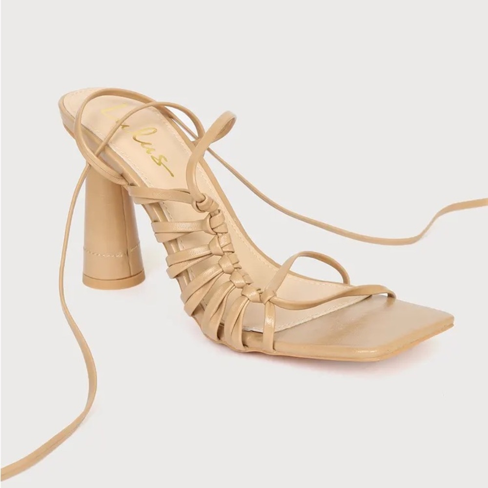 Zindy Light Nude Lace-Up High Heel Sandals